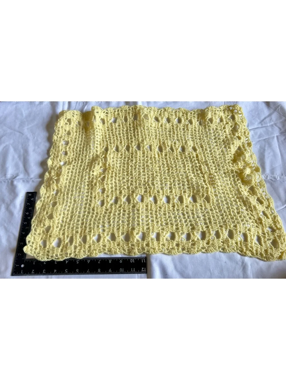 Handmade Yellow Crochet Square Doily